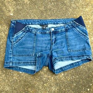 Indigo Blue Maternity Jean Shorts, Large, Worn - Like New